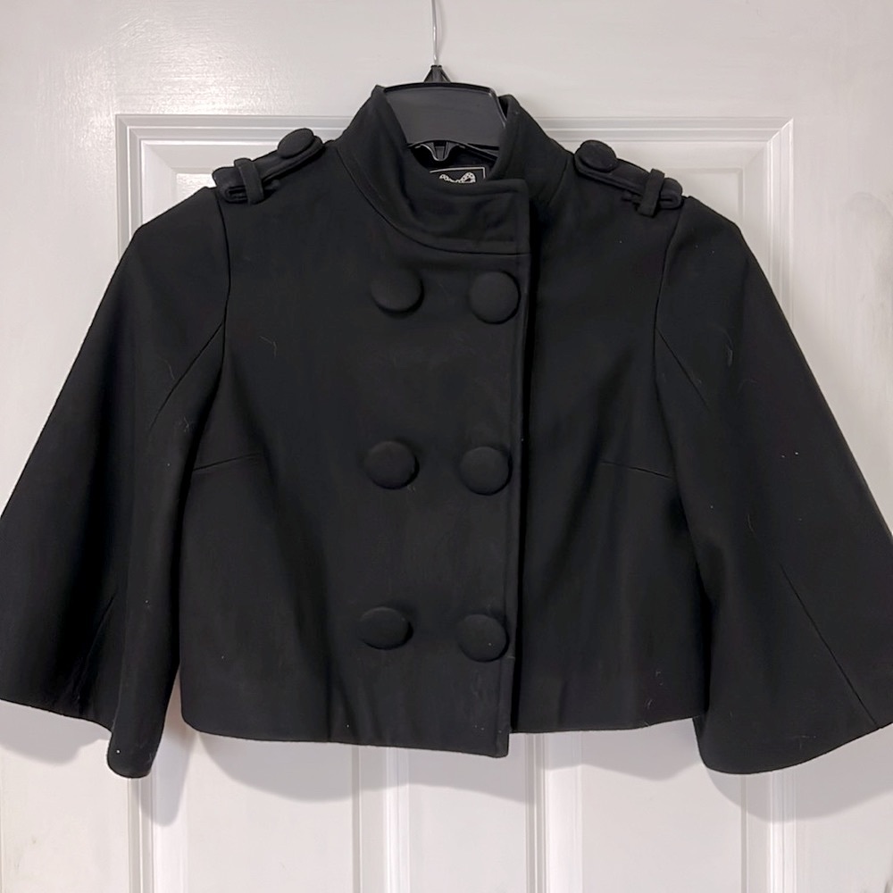 NWOT Wool Double breasted 3/4 sleeve bolero, size S